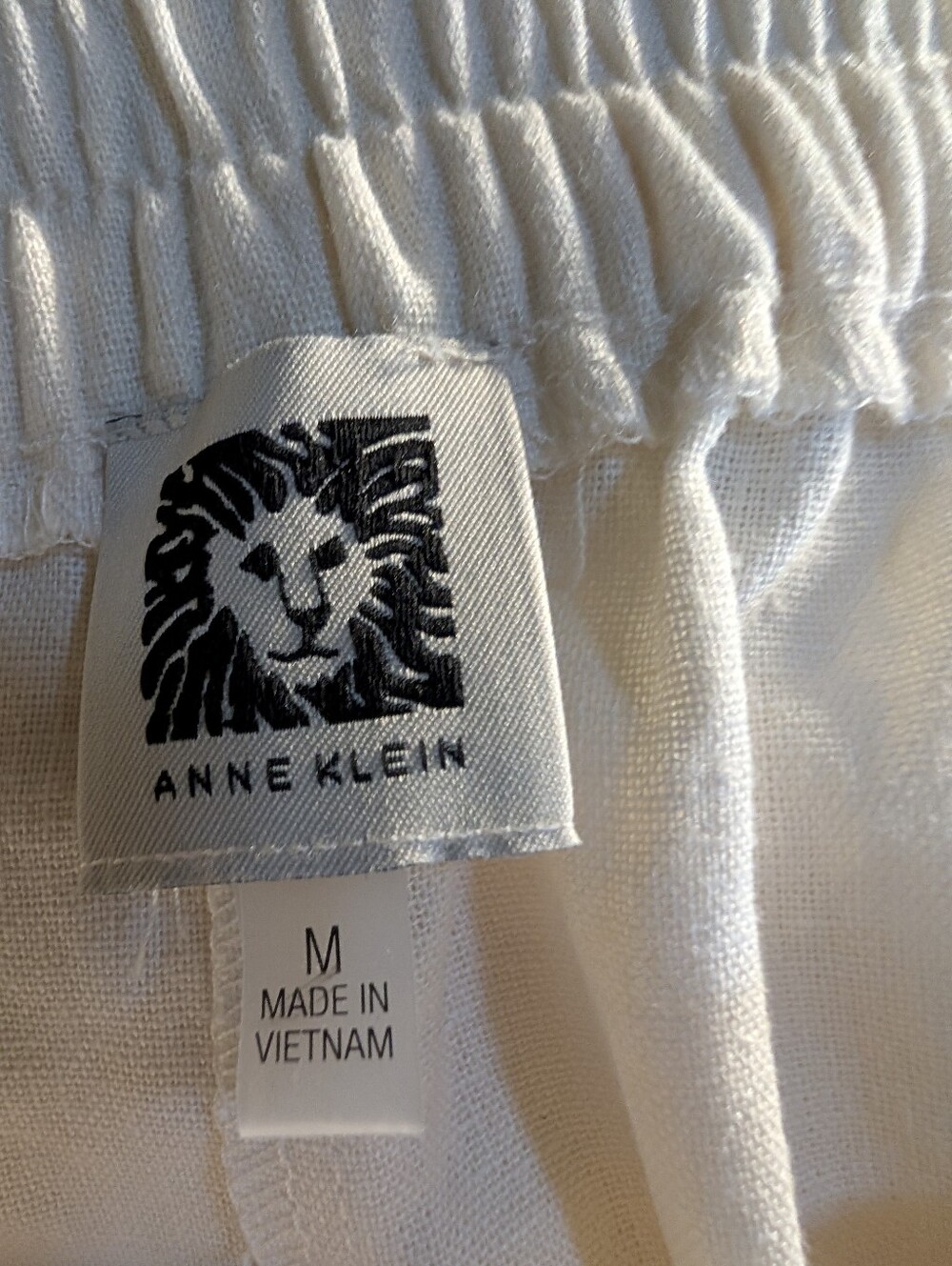 Anne Klein Cream Linen Blend Straight Leg Ankle Pants Lace Hem Size M A-244 - Picture 7 of 10